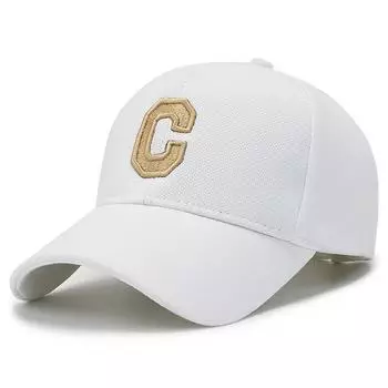 Простая бейсболка с вышивкой буквы C для мужчин и женщин, однотонная, регулируемая, солнцезащитная шляпа, унисекс, повседневная, в стиле хип-хоп, папина, тракерская кепка Adjustable белый