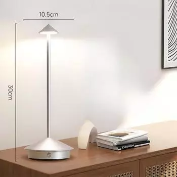 Простая беспроводная настольная лампа, перезаряжаемая, сенсорная, портативная светодиодная настольная лампа, регулируемый ночник, ресторанная настольная лампа, прикроватная лампа серебряный