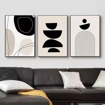 Простая богемная абстрактная живопись, настенная печать на холсте, художественный постер, минималистичная черная линия, изображение для гостиной, домашний декор, Cuadros 21x30cm No Framed
