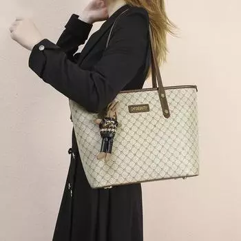 Простая большая сумка для покупок с принтом алфавита, большая вместительная сумка для мамы, сумка для подмышек One Size