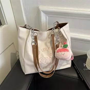 Простая большая сумка-тоут с принтом букв и подвеской на цепочке, переносная сумка через плечо, женская сумка Tide