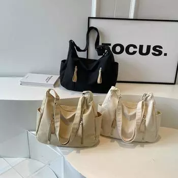 Простая большая вместительная холщовая сумка для женщин, новая повседневная сумка через плечо для студентов колледжа, модная сумка через одно плечо