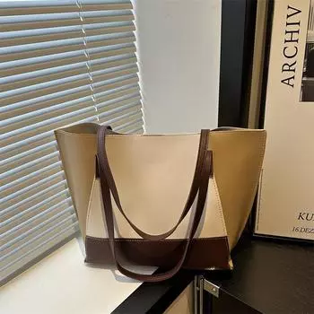 Простая большая вместительная модная контрастная цветная минималистичная сумка для поездок на работу, темпераментная сумка через плечо и подмышку белый