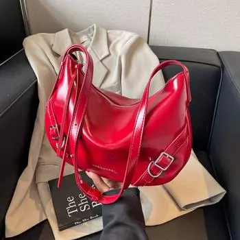 Простая большая вместительная сумка-тоут для женщин, модная универсальная сумка-мессенджер цвета красного вина на одно плечо, женский кошелек для путешествий и покупок (30cm<Max Length<50cm)