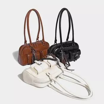 Простая бостонская кожаная подушка с масляным воском 2024 года, новая сумка через плечо большой вместимости для поездок на работу коричневый