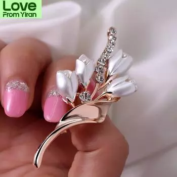 Простая брошь-цветок Белые цветы Хрустальные булавки Одежда Куртка Шаль Пряжка Броши Подарок на вечеринку