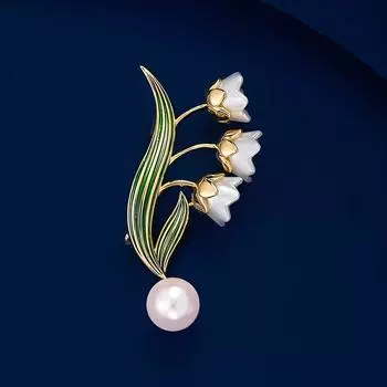 Простая брошь «Лилия долины», жемчужная эмалевая брошь, женственная, нишевый дизайн, булавка, аксессуары для костюма