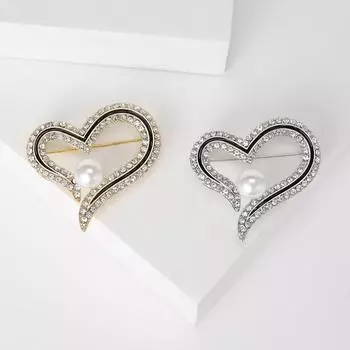 Простая брошь Love с бриллиантами и жемчугом, изысканное модное пальто-корсаж в форме сердца, шаль с антибликовой пряжкой