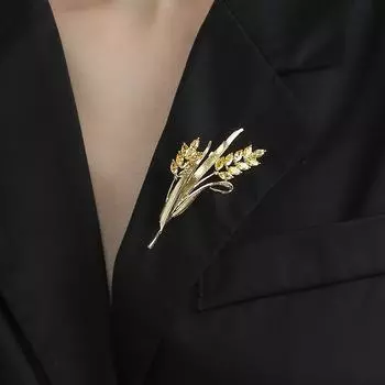 Простая брошь в виде колоса дикой пшеницы для мужчин и женщин, темпераментная булавка для костюма, кардигана, шаль, пряжки, корсажа, аксессуары