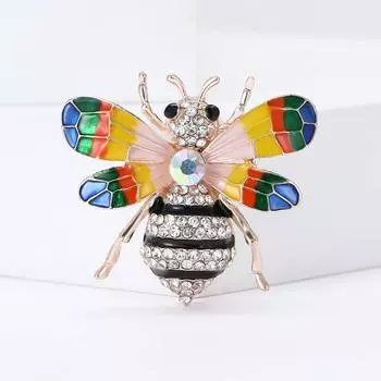 Простая брошь в виде пчелы из сплава темперамента со стразами, мультяшная универсальная женская брошь для свитера, пальто, корсажа, ювелирное украшение