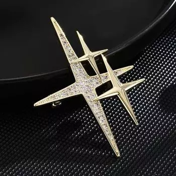 Простая брошь в виде звезды, модная именная булавка, модная булавка для воротника, антибликовая пряжка, аксессуары для костюмов золотой