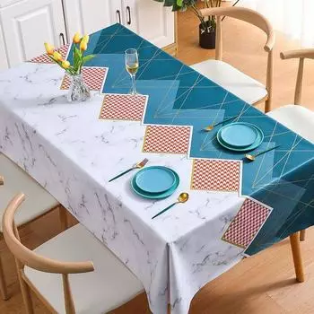 Простая бытовая скатерть водонепроницаемая, маслостойкая и противоожоговая скатерть, не требующая глажки, скатерть для журнального столика Wind, клетка «тысяча птиц» 120*120m