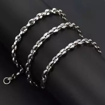 Простая цепочка из кофейных зерен, ожерелье из нержавеющей стали для женщин и мужчин, браслет-цепочка из кофейных зерен из нержавеющей стали для женщин и мужчин, ювелирные изделия, подарок 20cm серебряный