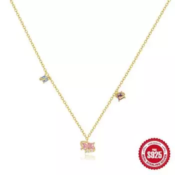 Простая цепочка на ключицу из цветного циркония Silverwind Candy Starry Sky Series S925 925 silver золотой