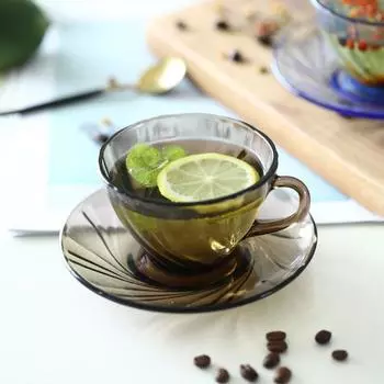 Простая чашка для кофе, янтарная прозрачная стеклянная чашка для воды, кружка для кофе, чашка для молока, послеобеденный чай, чашка для кофе, блюдо