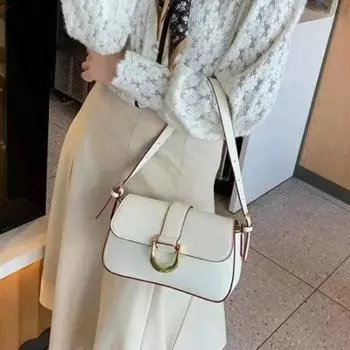 Простая черная кремовая сумка, новая модная повседневная сумка через подмышку, универсальная сумка через плечо на одно плечо, французская сумка через плечо Niche 23x13x6cm