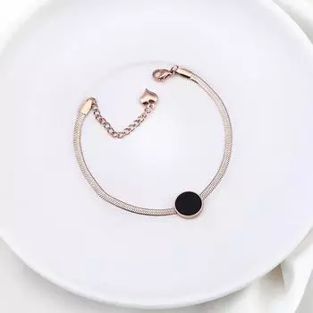 Простая черная ракушка, роскошная цепочка для закусок из розового золота, женские браслеты из нержавеющей стали, элегантный подарок на юбилей, ювелирные изделия