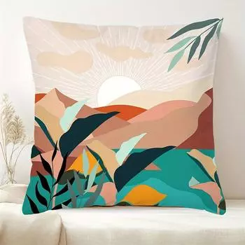 Простая цветочная подушка квадратная наволочка диван гостиная прикроватная подушка подушка съемная (2шт45X45 без подушки) 45X45cm 2PCS разноцветный