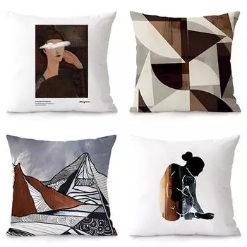 Простая декоративная наволочка с рисунком из художественного искусства для спальни, гостиной, квадратная наволочка с подушкой 40x40cm