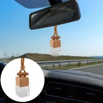 Простая деревянная крышка Автомобильный пустой флакон духов с ремешком Пустая стеклянная бутылка Аромат Essential