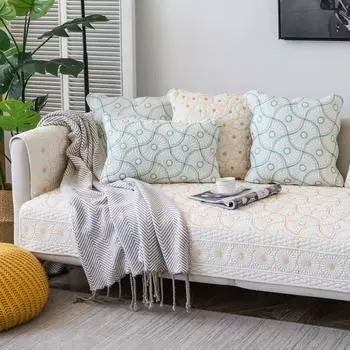 Простая диванная подушка на все времена года, летний чехол для дивана из чистой хлопчатобумажной ткани, модная нескользящая летняя подушка из чистого хлопка 70*70
