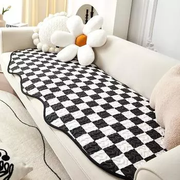 Простая диванная подушка специальной формы в скандинавском стиле, нескользящая модная подушка в клетку в клетку «Шахматная доска», универсальный чехол для дивана на четыре сезона, утолщенный чехол 80*90cm