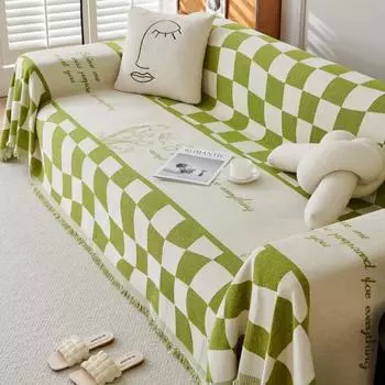 Простая диванная подушка в клетку, универсальный чехол для дивана на все времена года, нескользящее одеяло для дивана, пыленепроницаемое большое диванное полотенце для ленивых 180*130
