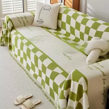 Простая диванная подушка в клетку, универсальный чехол для дивана Four Seasons, нескользящий чехол для дивана, чехол для полотенец, пылезащитное большое ленивое полотенце для дивана 180*130