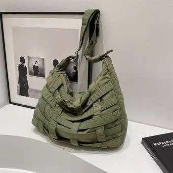 Простая дизайнерская тканая сумка-тоут для женщин, легкая и универсальная повседневная сумка-мессенджер на плечо на осень и зиму 45*8*35 серый