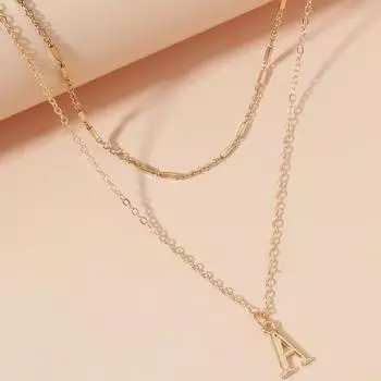 Простая двухслойная цепочка на ключицу, подвеска в виде буквы, ожерелье, индивидуальное ожерелье, ювелирные изделия, аксессуары для девочек, подарок золотой
