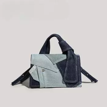 Простая джинсовая маленькая квадратная сумка женская сумка Niche Design Универсальная модная сумка через плечо на одно плечо синий