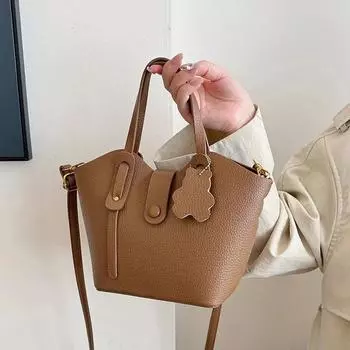 Простая фактура Lychee Pattern Handbag Handheld Wing Handbag Glamorous Bucket Crossbody Bag