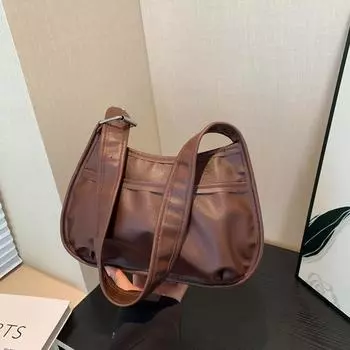 Простая фактура, вместительная женская сумка 2024 года, новая корейская версия, мягкая, плиссированная, повседневная, простая сумка через плечо под мышкой белый