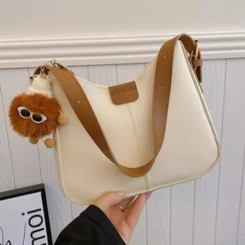 Простая фактурная сумка женская сумка 2024 весна новая женская повседневная сумка-мессенджер на одно плечо подмышкой женская маленькая квадратная сумка Without pendant белый