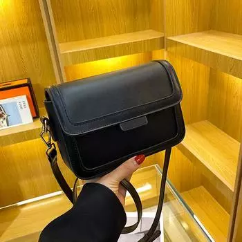 Простая фактурная сумка женская зимняя новая модная популярная сумка через плечо ретро пригородная сумка-мессенджер маленькая квадратная сумка one size fits all чёрный