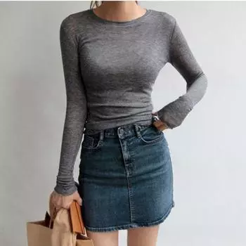 Простая футболка высокого качества, женские хлопковые эластичные базовые футболки, женские повседневные топы, сексуальная тонкая футболка с длинными рукавами, прозрачная one size белый