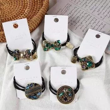 Простая геометрическая женская резинка для волос со стразами, держатель для хвоста, хрустальная веревка для волос, аксессуары для волос, резинка A