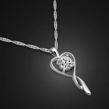 Простая геометрия, 100% стерлинговое серебро 925 пробы, ожерелье, женское модное сердце, пурпурно-красный циркониевый кулон, колье, аксессуары, подарки 41cm фиолетовый