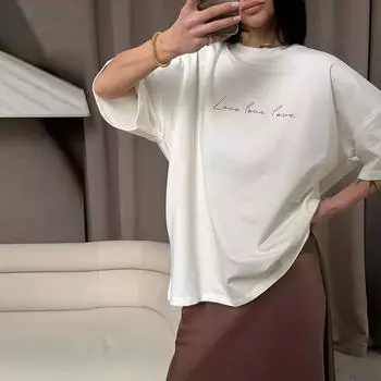 Простая хлопковая футболка с буквенным принтом, женская летняя белая базовая футболка с коротким рукавом и круглым вырезом, повседневные универсальные топы S белый