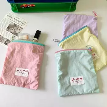 Простая холщовая косметичка-клатч, большие сумки-органайзеры для макияжа, корейская косметичка, женская милая косметичка для туалетных принадлежностей, косметичка фиолетовый