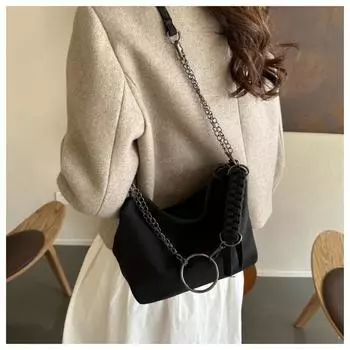 Простая холщовая сумка через плечо, новая однотонная сумка большой вместимости на плечо, повседневная цепочка, модная легкая сумка через плечо