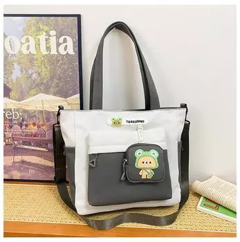 Простая холщовая сумка женская универсальная маленькая свежая большая вместительная школьная сумка-тоут для класса сумка для поездок на работу одно плечо кроссбоди школьный рюкзак серый