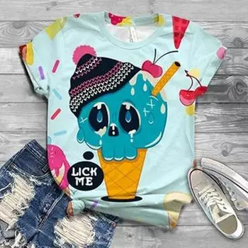 Простая и абстрактная футболка с принтом, милая летняя модная футболка с коротким рукавом