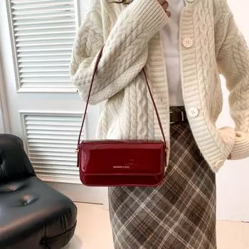 Простая и элегантная маленькая сумка, чистая, модная повседневная лакированная кожаная мини-сумка квадратной формы, подходит для молодых женщин