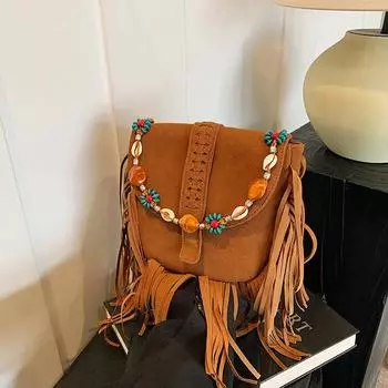 Простая и элегантная ретро-сумка с бахромой для женщин, сумка-мессенджер на осень и зиму, новая высококачественная сумка-седло