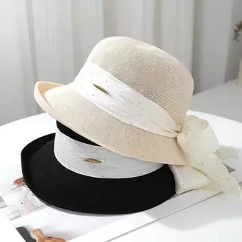 Простая и элегантная шляпа рыбака-бандаж для детей, летняя соломенная шляпа с солнцезащитным козырьком, модная заклепочная отделка, элегантная M56-58cm чёрный