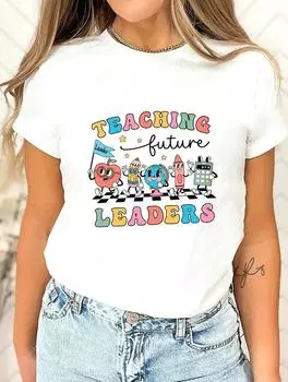 Простая и элегантная женская белая футболка с принтом S