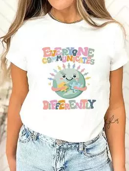 Простая и элегантная женская белая футболка с принтом S