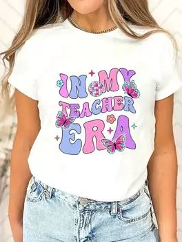 Простая и элегантная женская белая футболка с принтом S