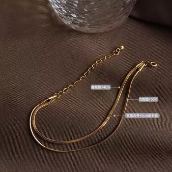 Простая и атмосферная двухслойная цепочка-лезвие, сращивание змеиной кости, универсальная титановая сталь, покрытая 18-каратным золотом, браслет-цепочка для женщин